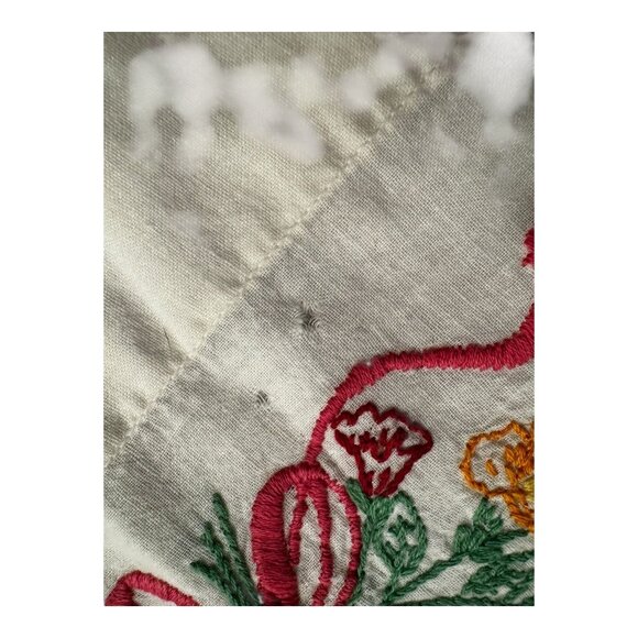 Vtg Hand Embroidered Cotton Pillow Cases Floral & Ribbon Design READ See Photo's - Picture 4 of 7